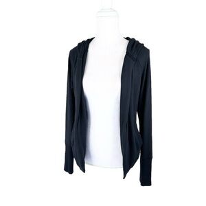 Athleta black open cardigan jacket sweatshirt soft hoodie rear tie small active